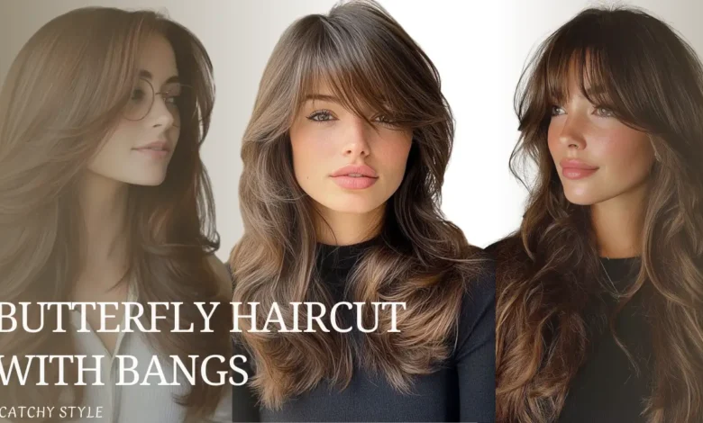 butterfly haircut with bangs
