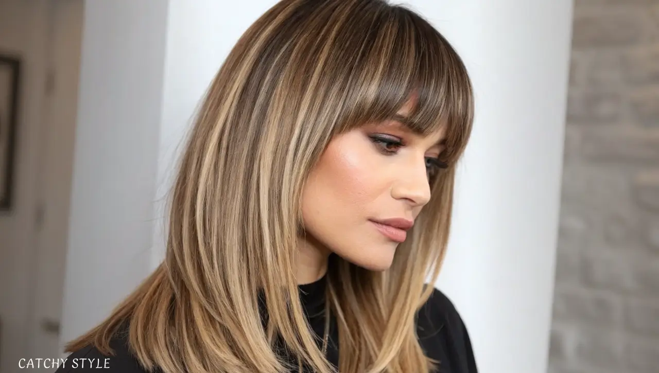 Blunt bangs and long layers