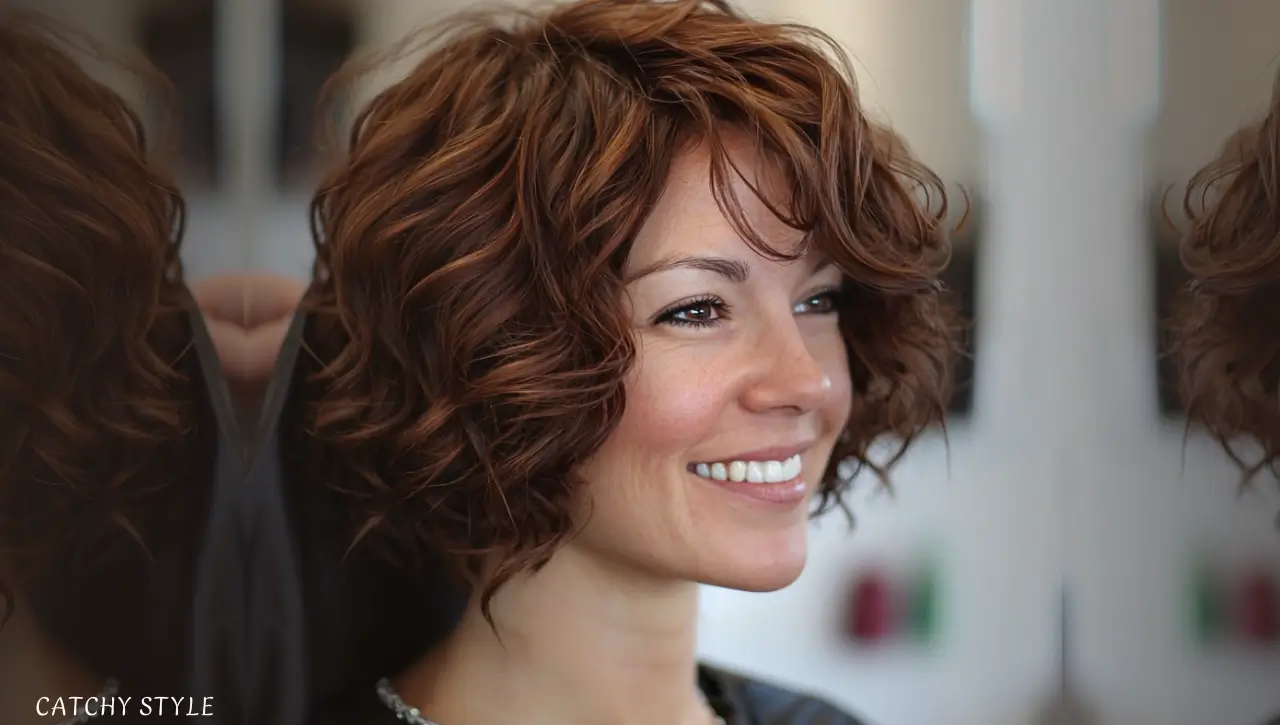 Curly Wolf Bob with Deep Mahogany Undertones
