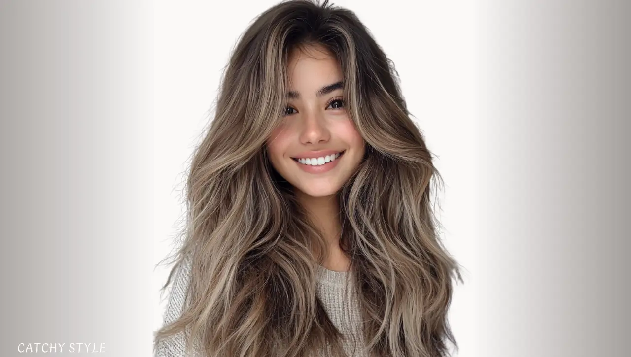 Long Layered Wolf Haircut with Ash Brown Highlights