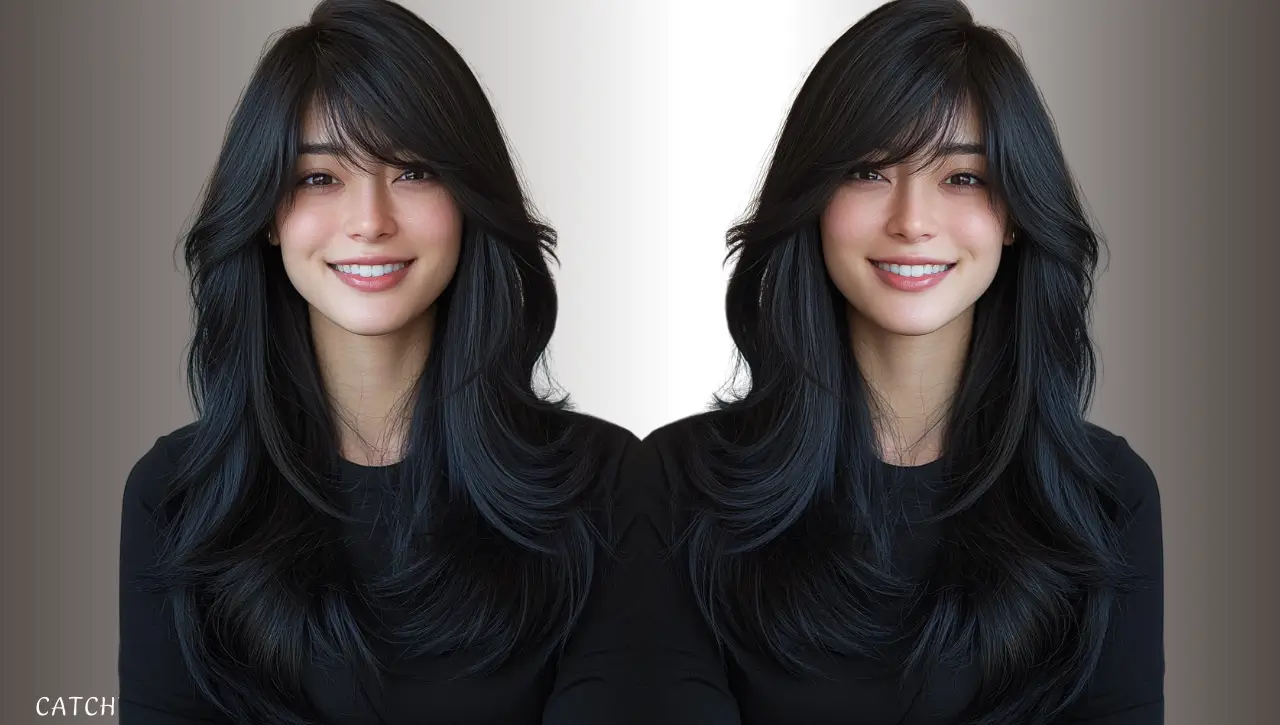 Long Layered Wolf Haircut with Side Fringe