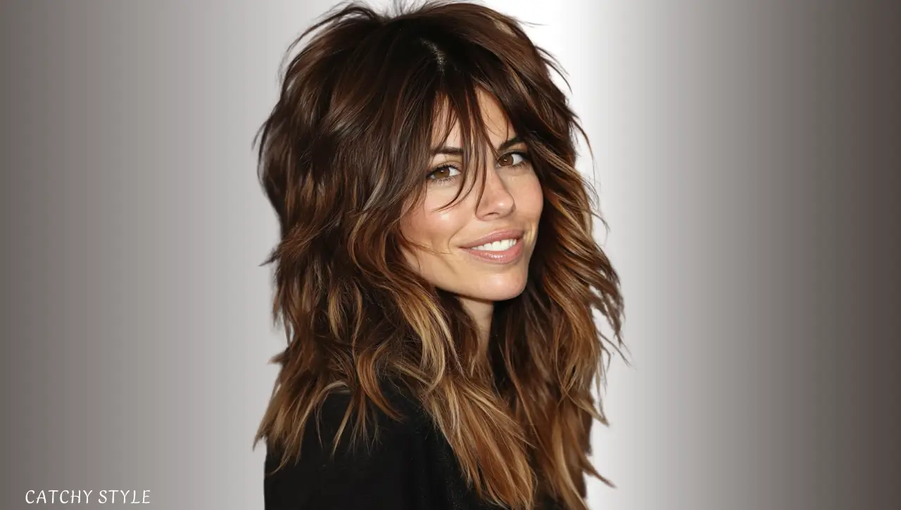 Shaggy Mid-Length Wolf Cut in Cool Chestnut Brown