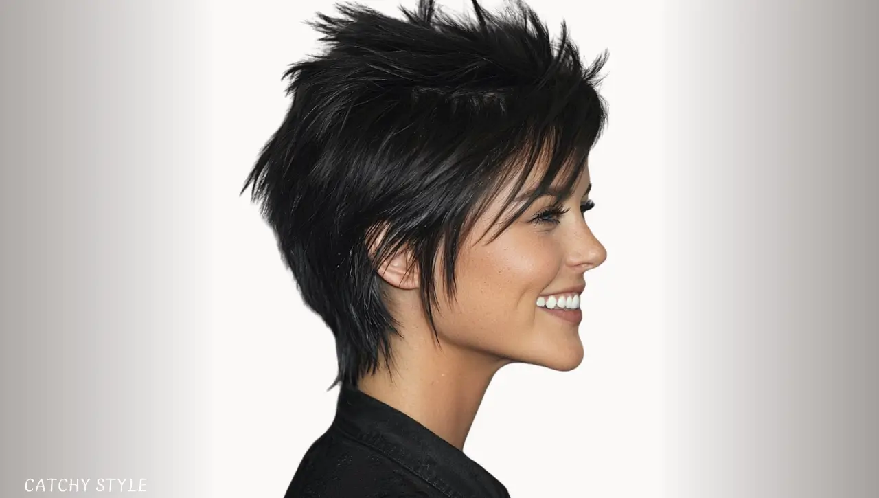 Short Mullet Wolf Haircut with Jet Black Undertones
