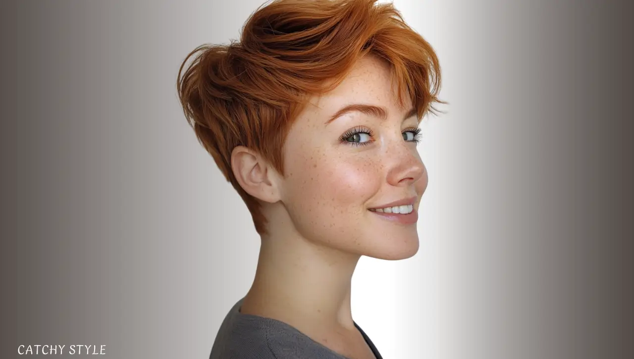 Short Textured Wolf Haircut in Light Auburn