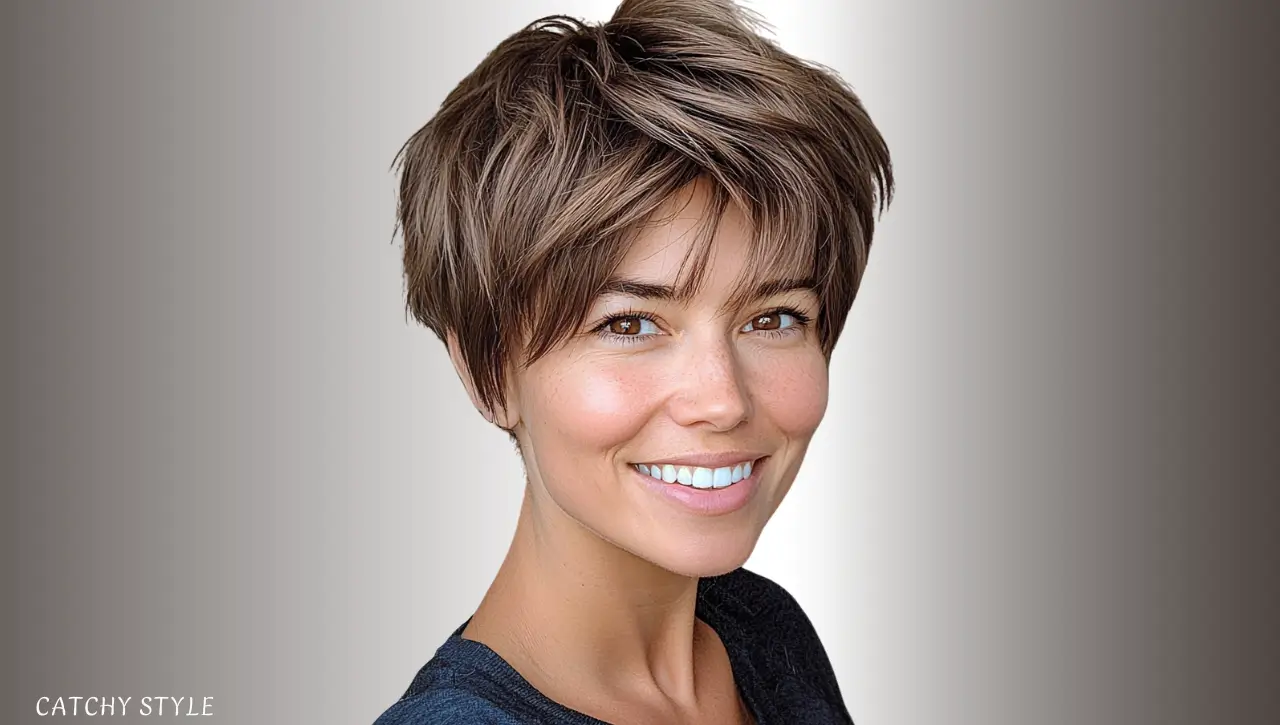 Short Wolf Haircut in Espresso Brown with Texture