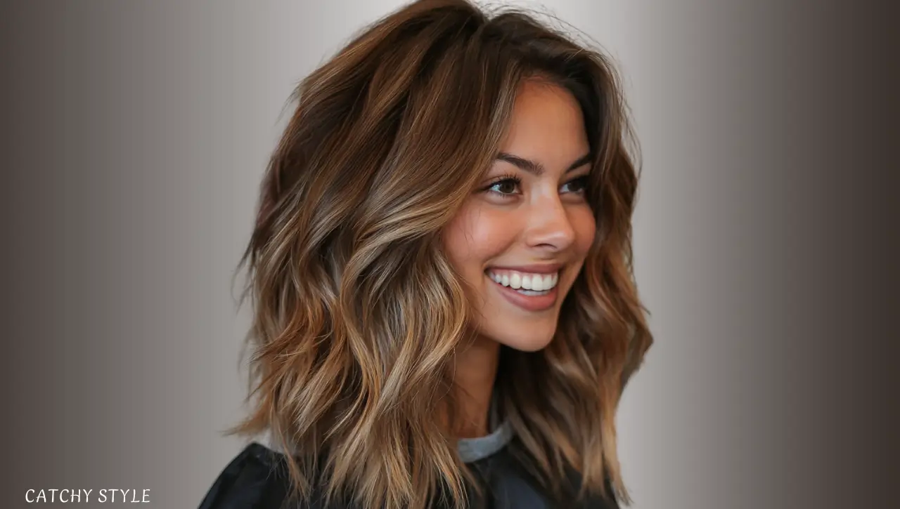 Wavy Wolf Mullet in Warm Brown with Soft Layers