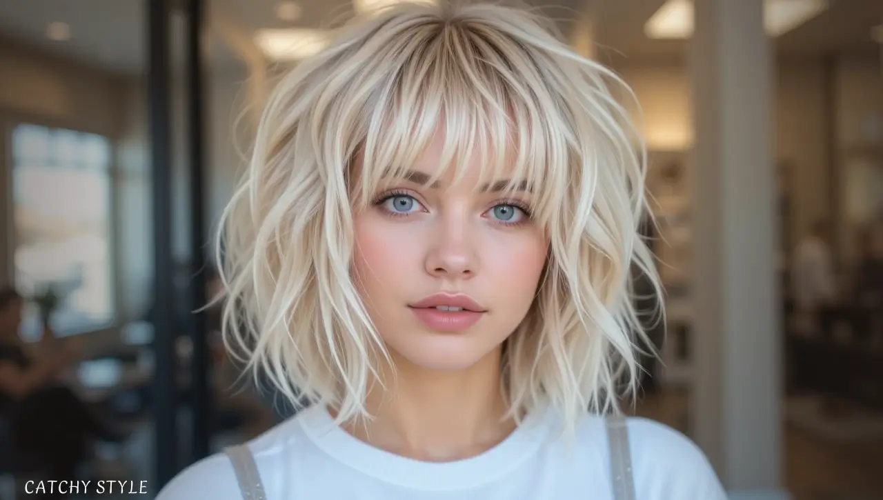 Blonde Shaggy Bob with Choppy Layers Blonde Shaggy Bob with Choppy Layers