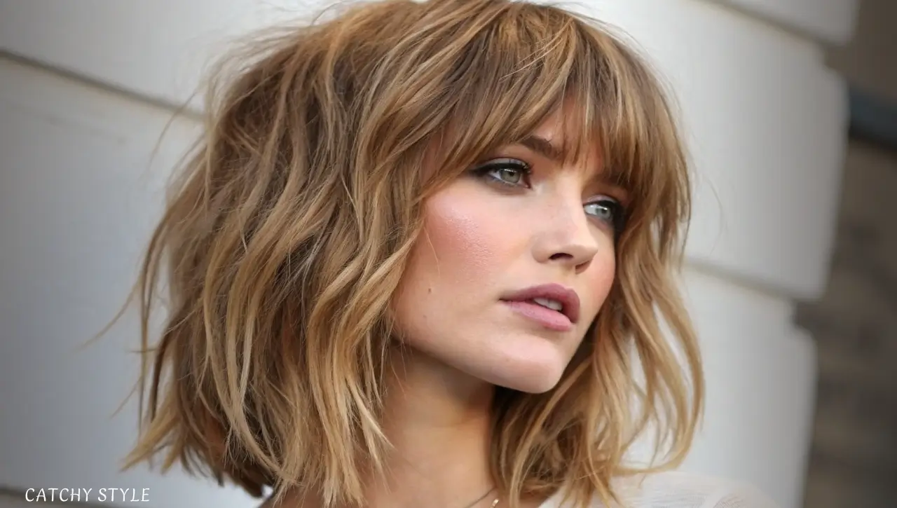 Layered Shag with Blunt Bangs Layered Shag with Blunt Bangs