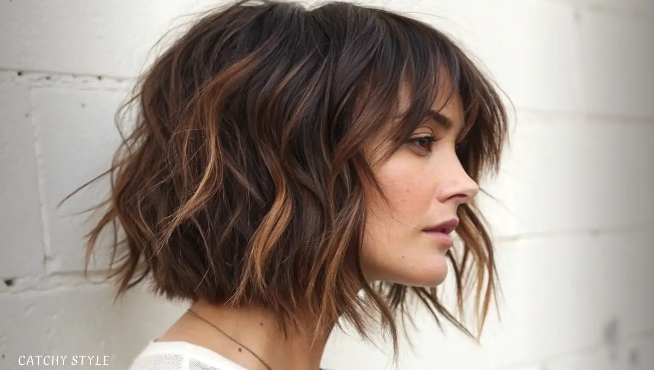 Shaggy Brunette Bob with Jagged Ends Shaggy Brunette Bob with Jagged Ends