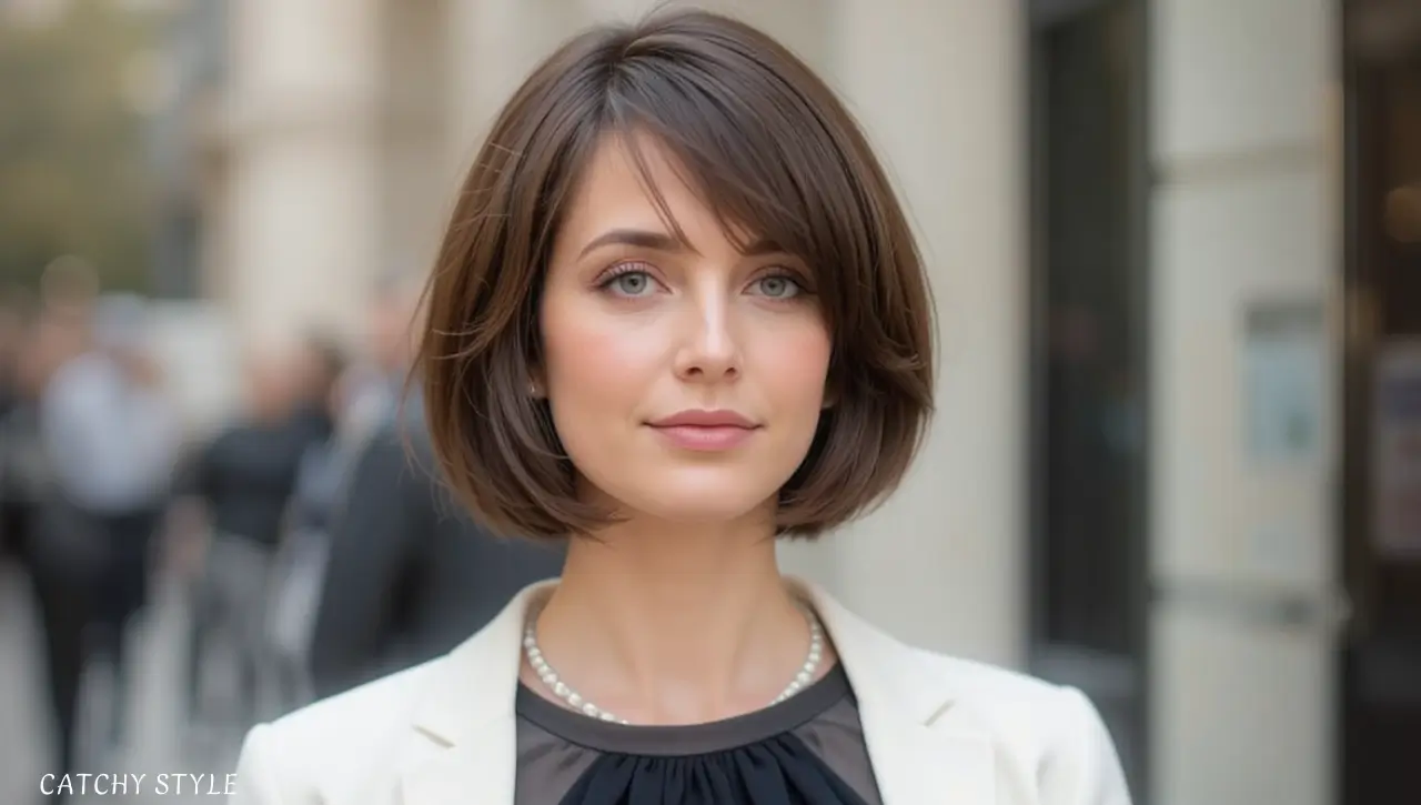 French Jaw-Grazing Bob for Round Faces