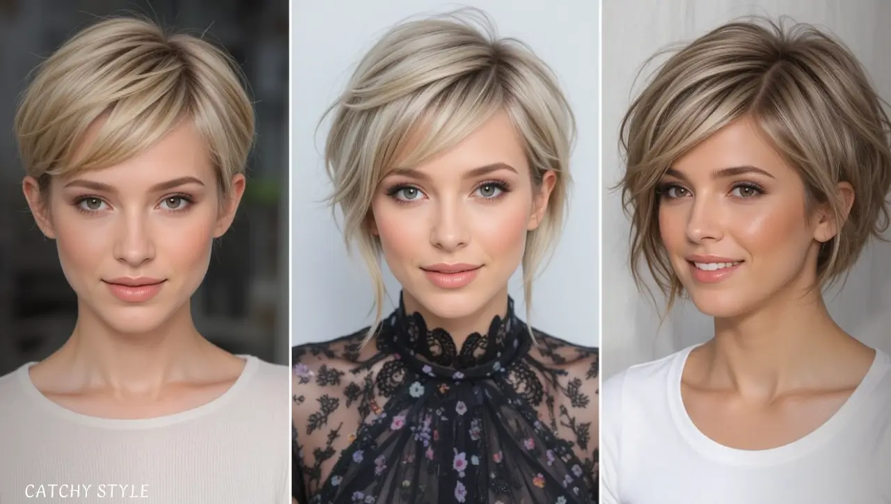 Textured Feathered Pixie for Round Faces