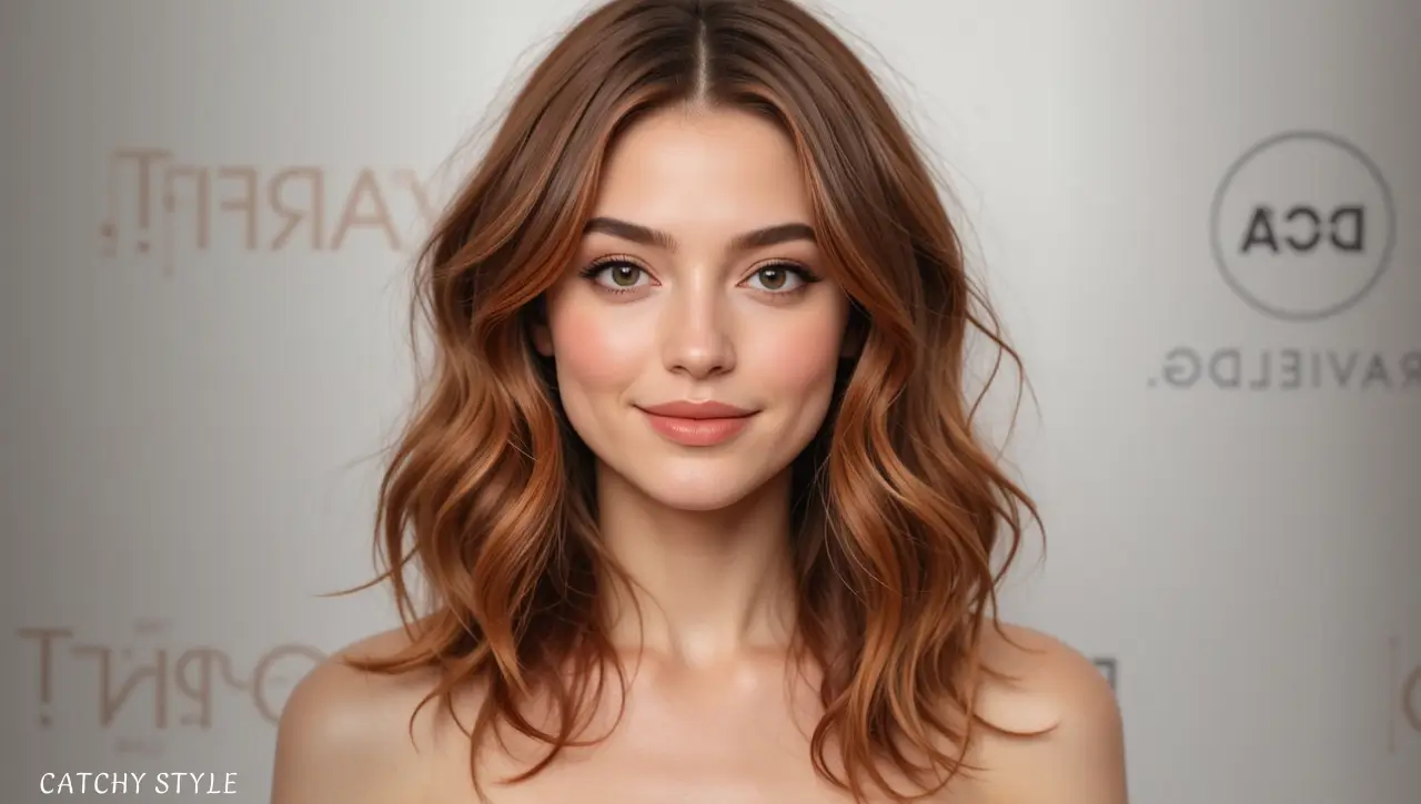 Beautiful hairstyle in vibrant Chestnut Brunette hair color for a warm and luminous appearance Woman with shiny Vibrant Chestnut Brunette hair color