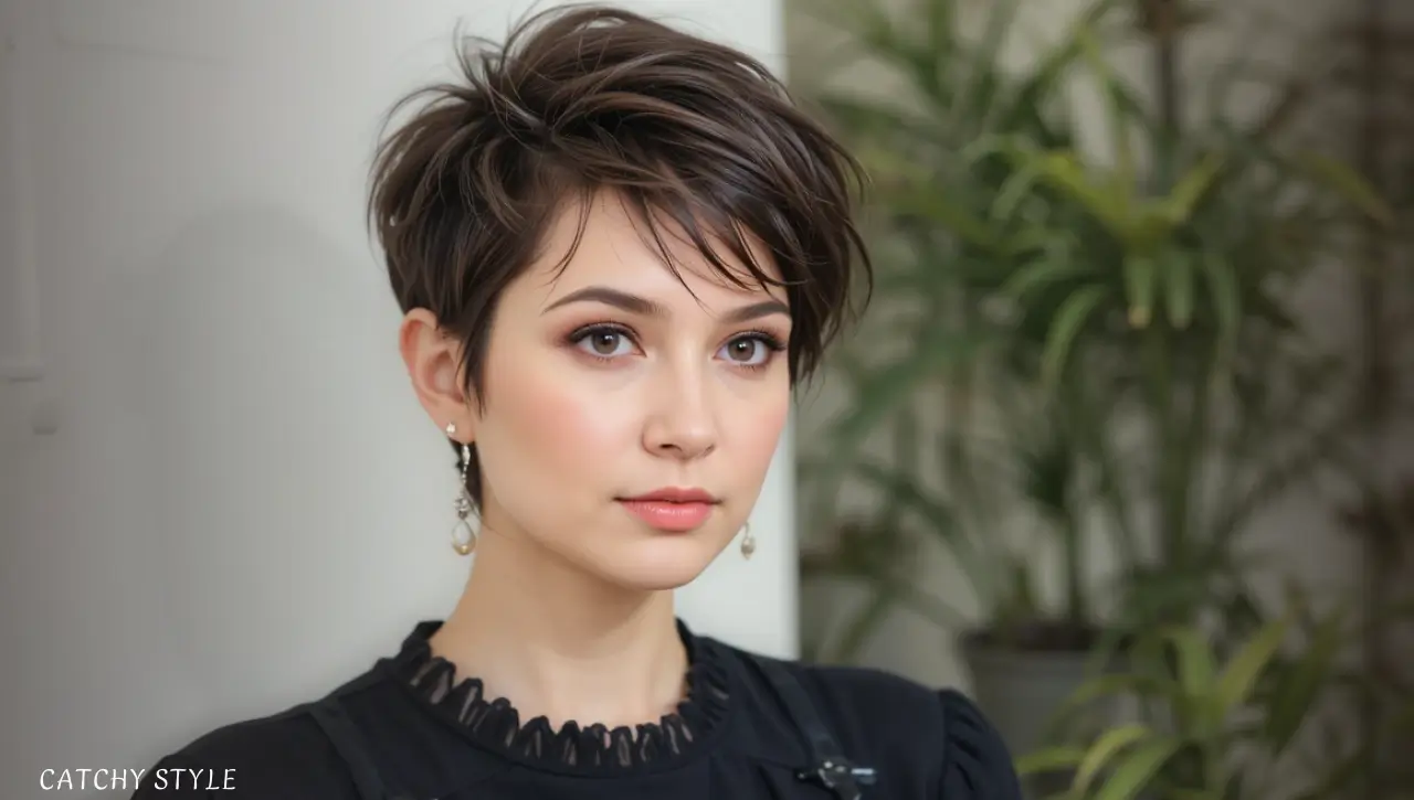 Voluminous Pixie Cut for Round Faces