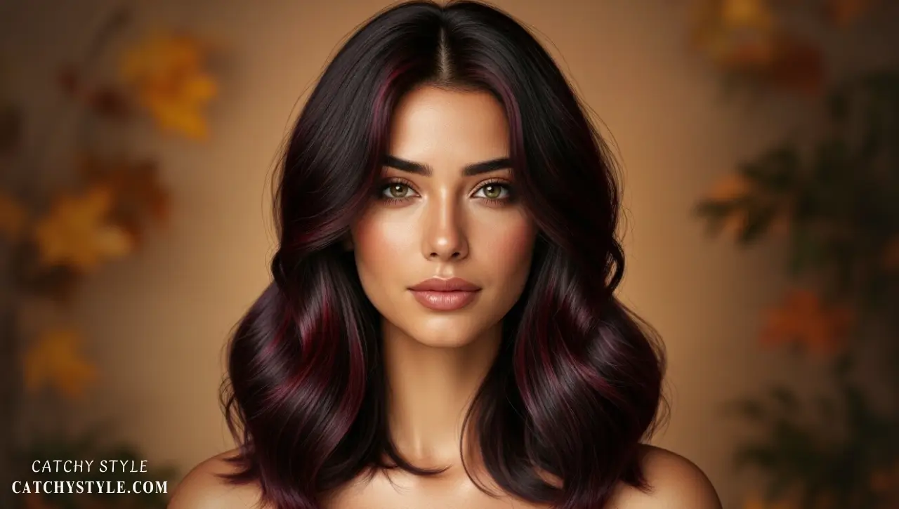 Cherry Cola Brunette glossy autumn hair style