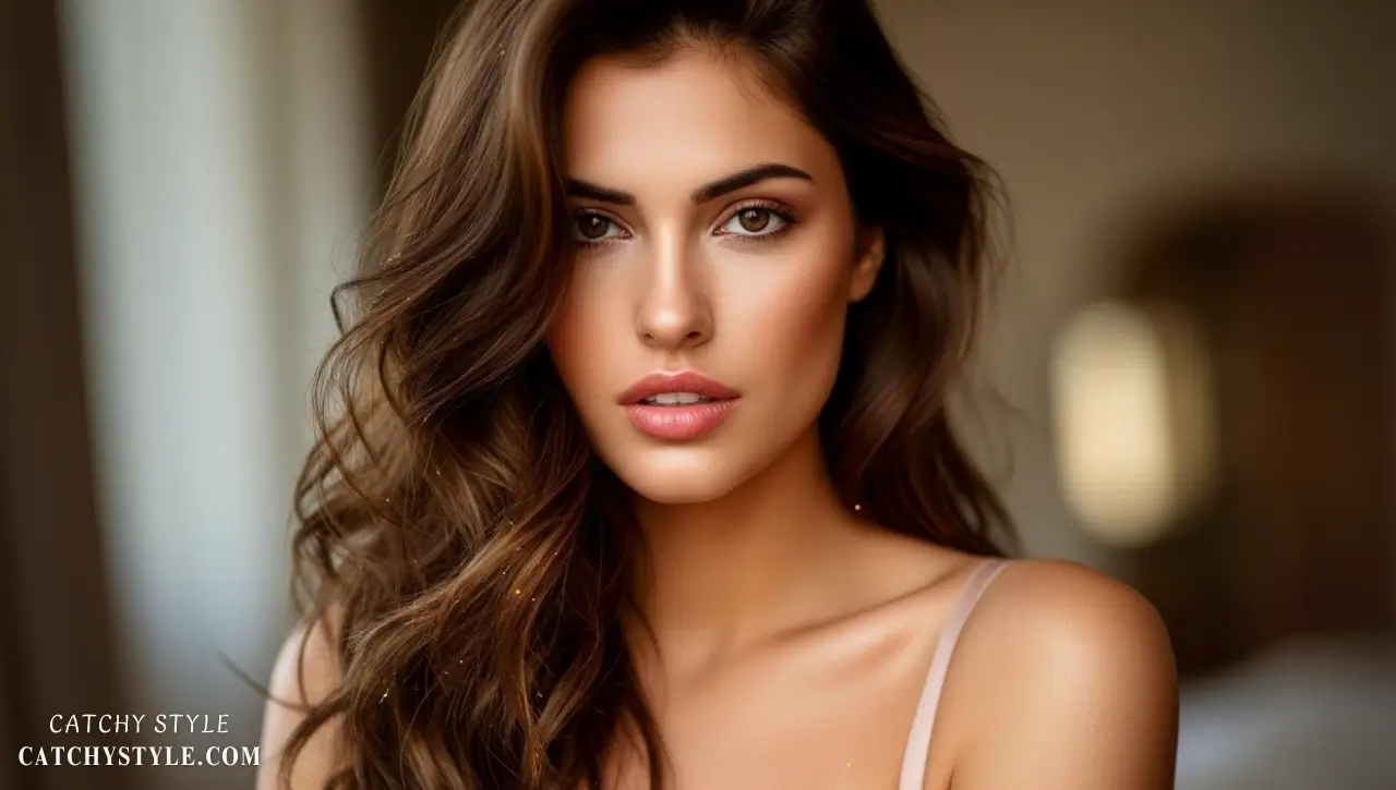 Soft golden pecan brown hair for fall look