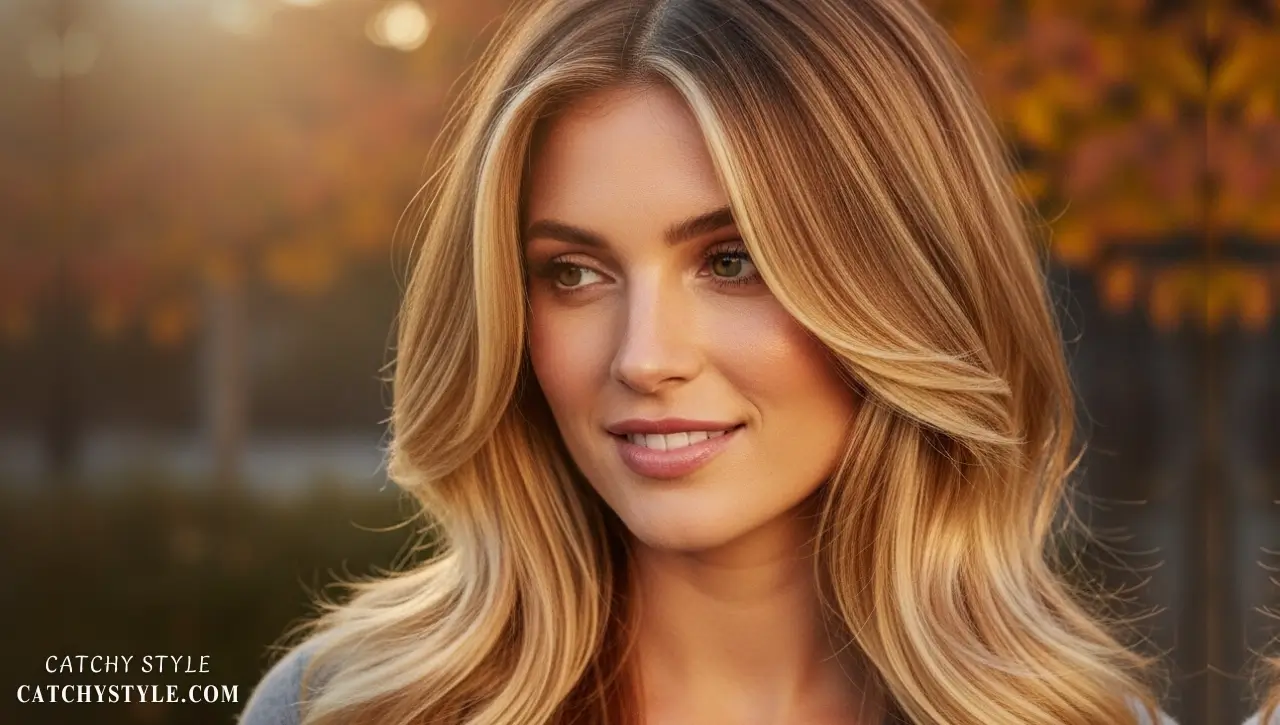 Maple blonde hair with caramel and toffee glow