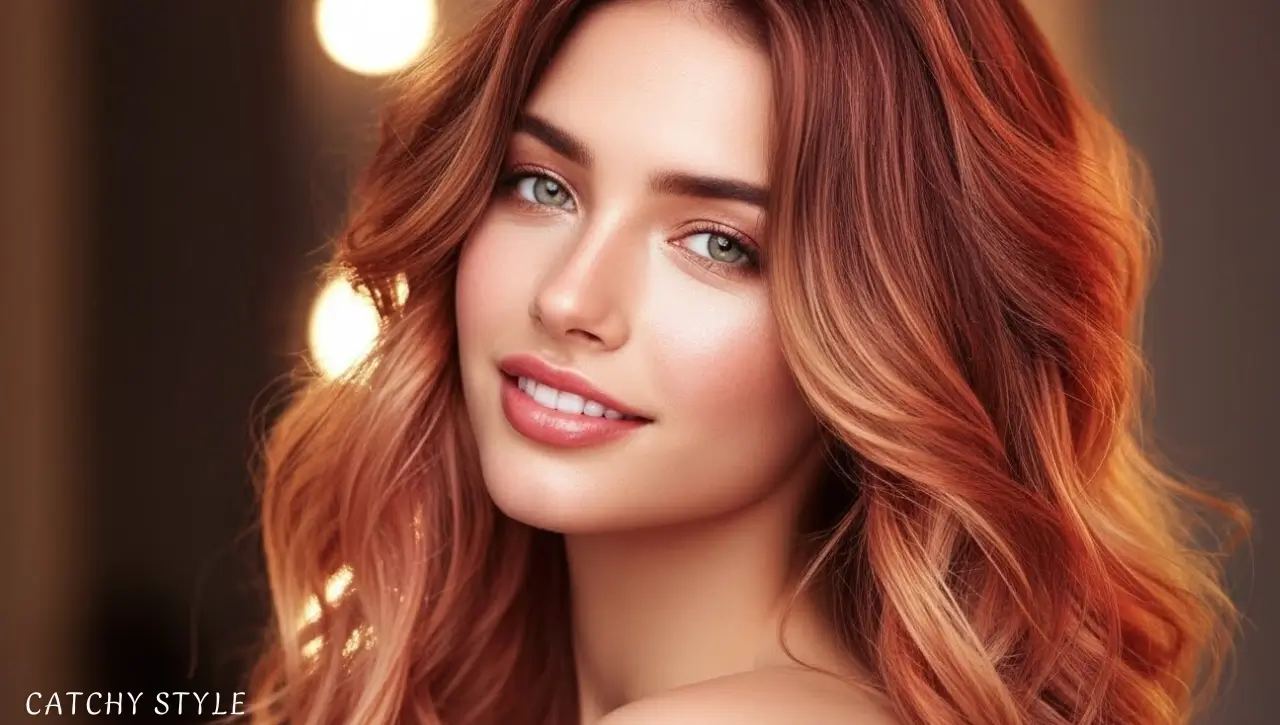 Woman with soft, glowing strawberry blonde hair