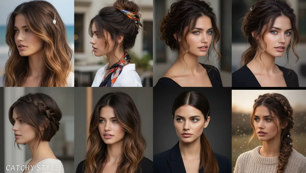 Daily and Special Occasion Styles for Highlights Woman with styled dark brown highlighted hair