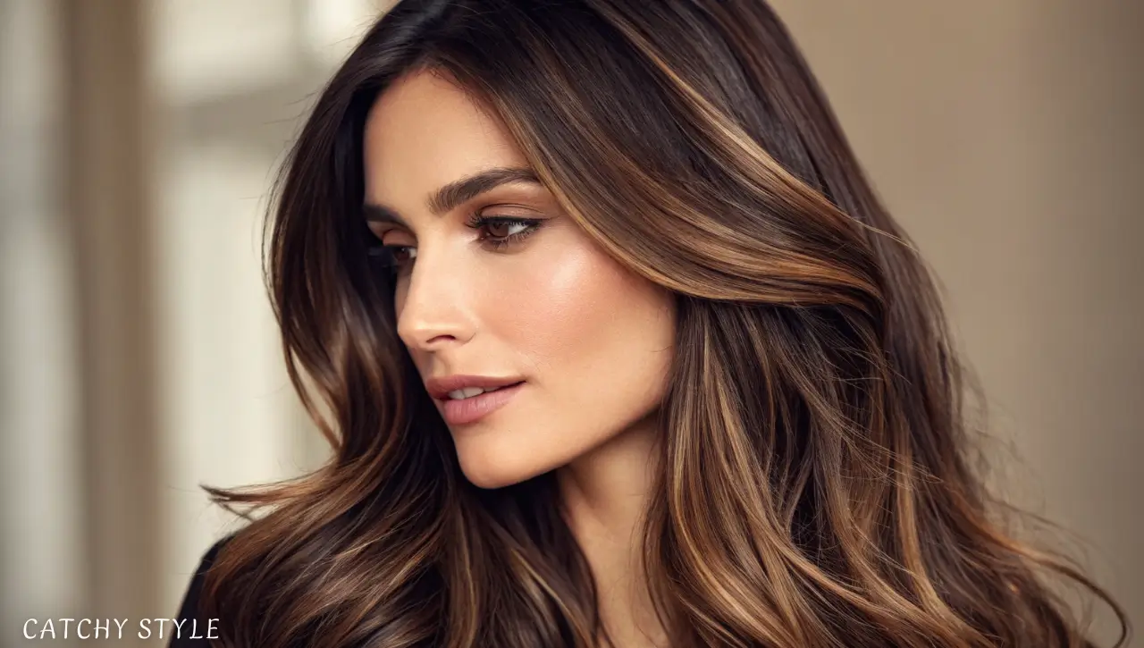 Flexible Universal Highlights for Dark Brown Hair Dark brown hair with natural, versatile highlights