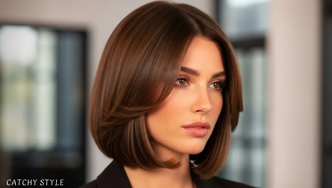 Blunt Bob Layered Haircut for Fine Hair: Modern Polished Look Blunt Bob Layered Haircut: Polished Style for Fine Hair