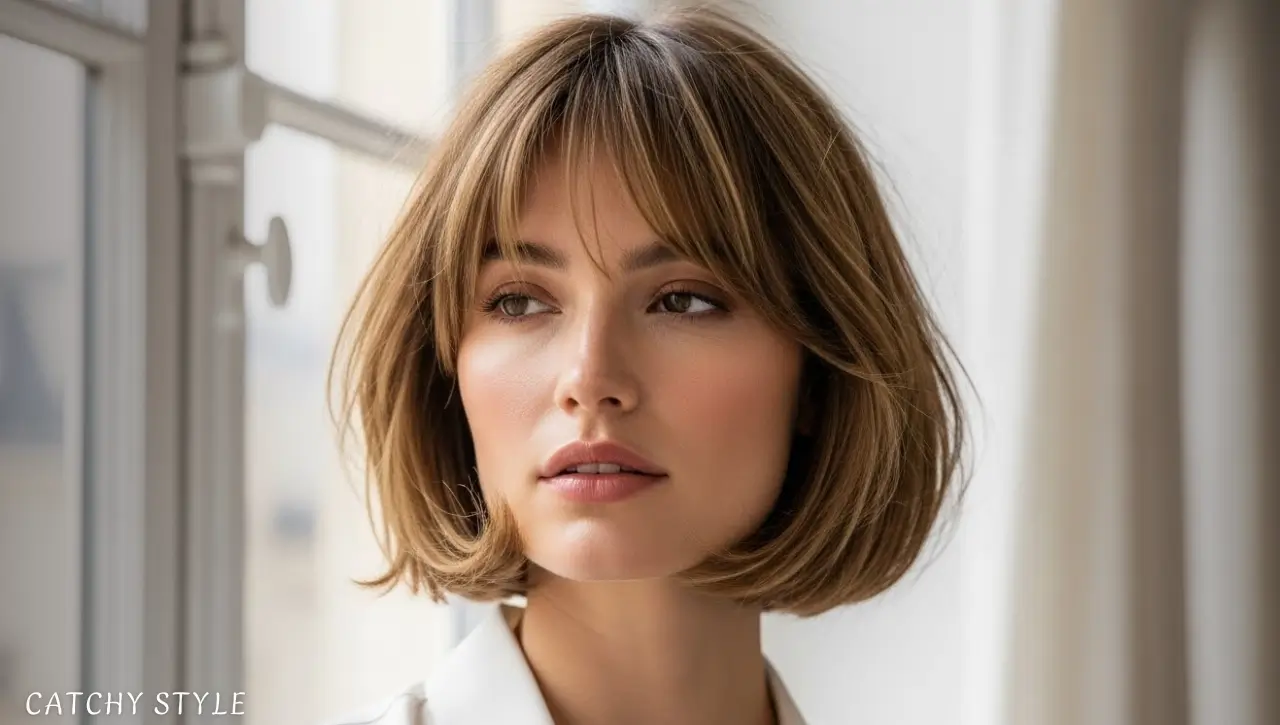The French Bob Haircut for Effortless Parisian Style French bob haircut with soft bangs and chic style