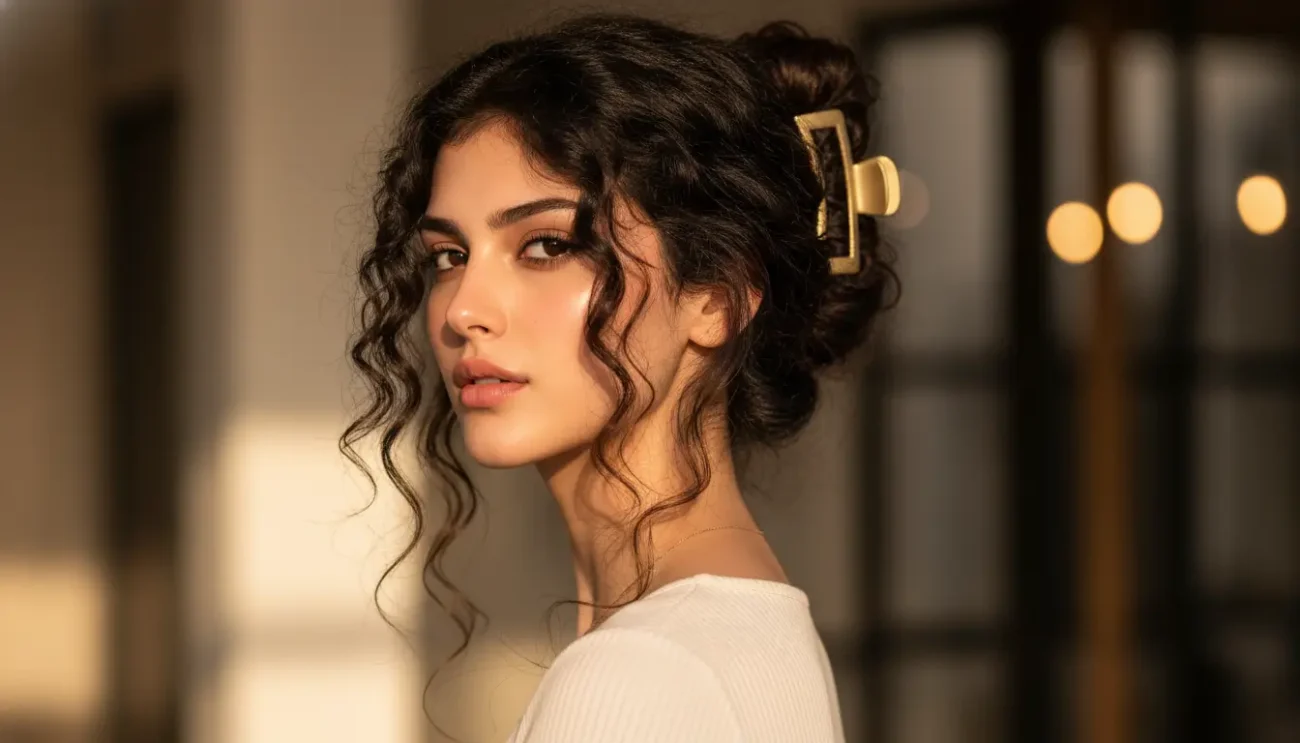 easy hairstyles for naturally curly hair claw clip updo