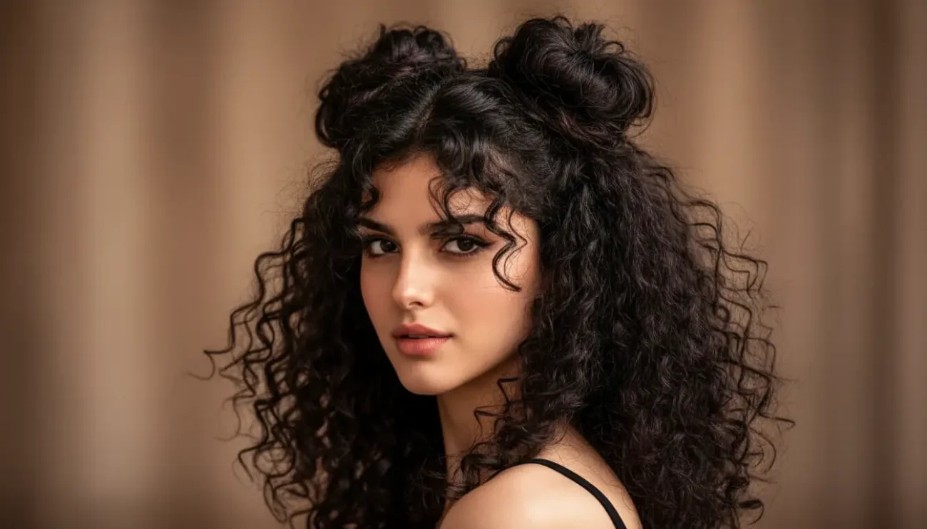 Show off your curls with playful and youthful space buns