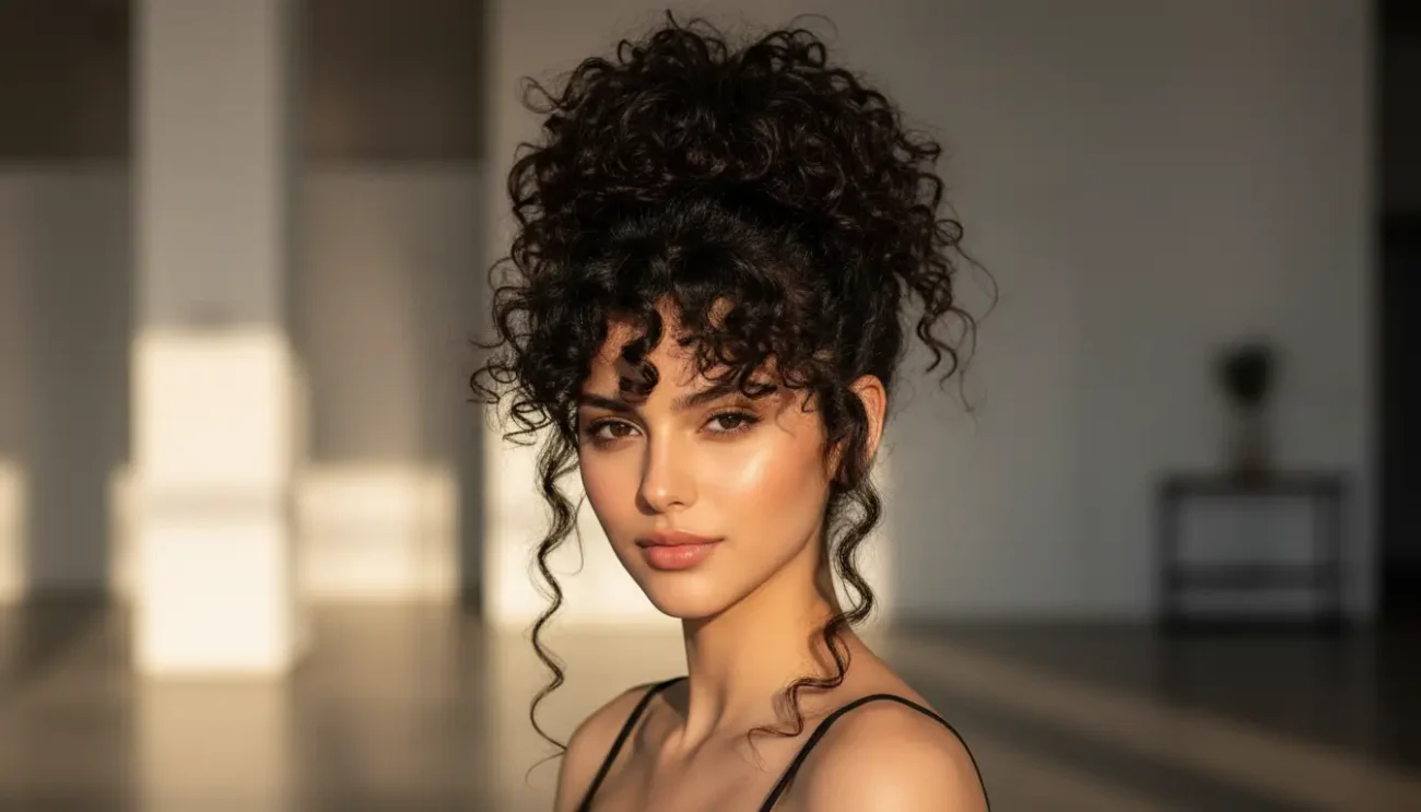 pineapple updo curly hair chic effortless style