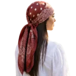 Square scarf for women tied as bandana