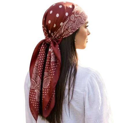 Square scarf for women tied as bandana