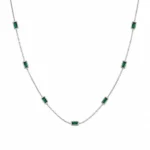 Elegant Green Baguette 925 Sterling Silver Necklace Design