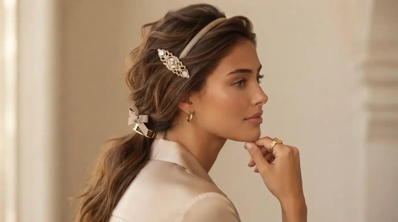 Elegant woman wearing a chic decorative hair clip