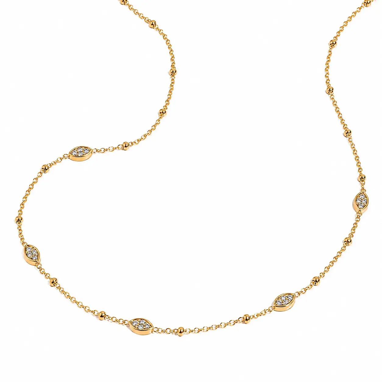 Gold Plated Necklace for Women with Marquise CZ Gold Plated Necklace for Women with 18K Gold Detail