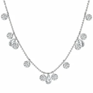 Gold sapphire necklace with round sapphire gemstones