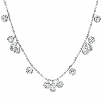 Gold sapphire necklace with round sapphire gemstones
